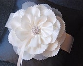 Ring Bearer Pillow -Gunmetal Gray Satin Pillow with Handmade Flower - Aerin