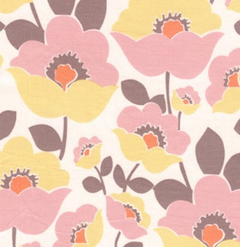 Free Spirit Fabric - Fall House - Pink Grey Floral - Designer Quilt Fabric
