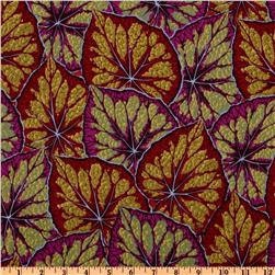 Philip Jacobs - Begonia Leaves - Maroon - Designer Quilt Fabric