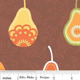 Riley Blake Designs - Decadence - Pears on Brown - Designer Quilt Fabric