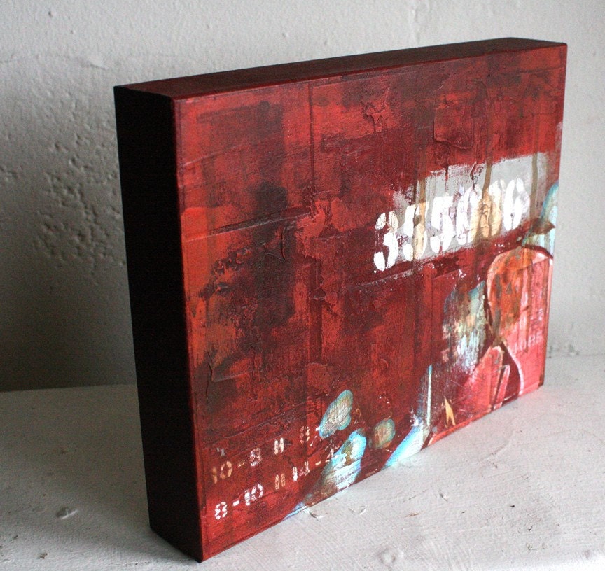 Painting Box Car 355086 on wood panel