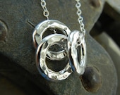 Fine Silver Trio- Hammered Silver Ring Necklace
