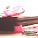 Custom Fit Cell Phone Case with coordinating keychain wristlet and inside pocket - pink flamingos