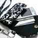 Cell Phone Case with coordinating keychain wristlet and inside pocket - black and white