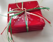 Simply Red Fused Glass Coasters