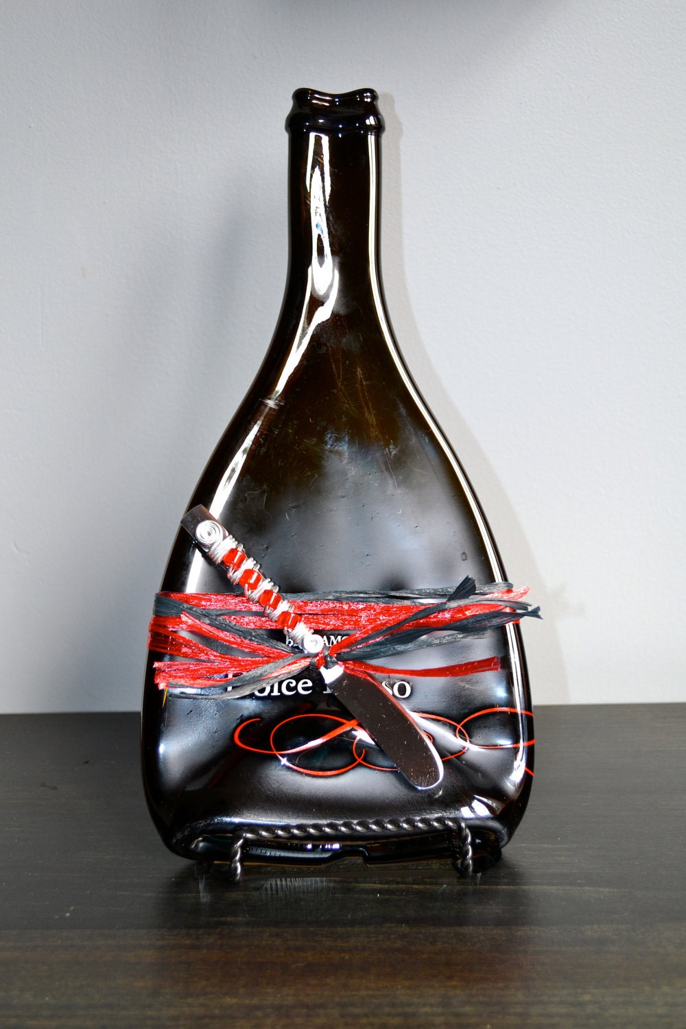 Dolce Rosso Slumped Wine Bottle Cheese Plate from Italy