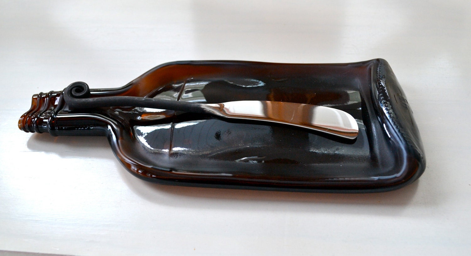 Small Brown Slumped  Bottle Cheese Plate
