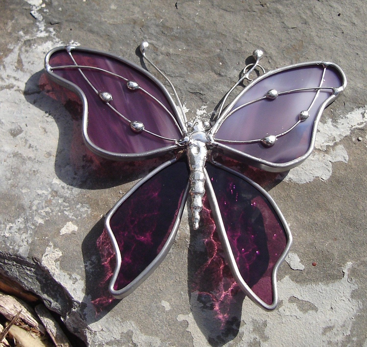 Lavender Plum Stained Glass Butterfly