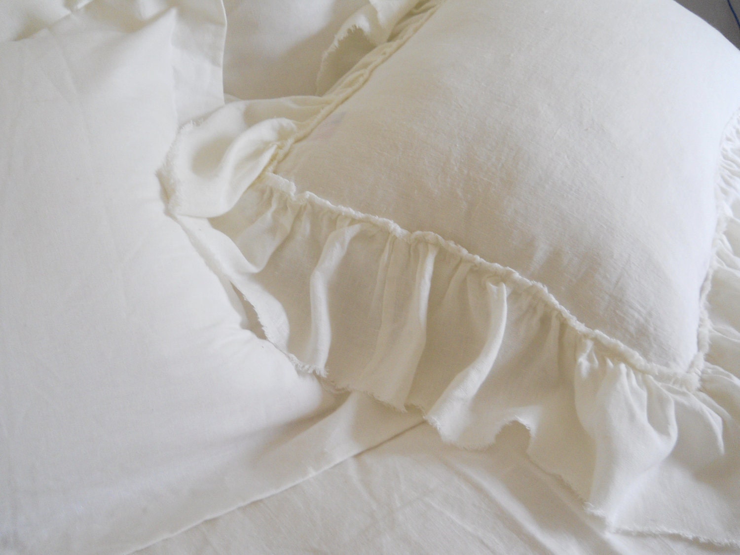 LILY..KING pillow covers...with frayed ruffle (set of 2)