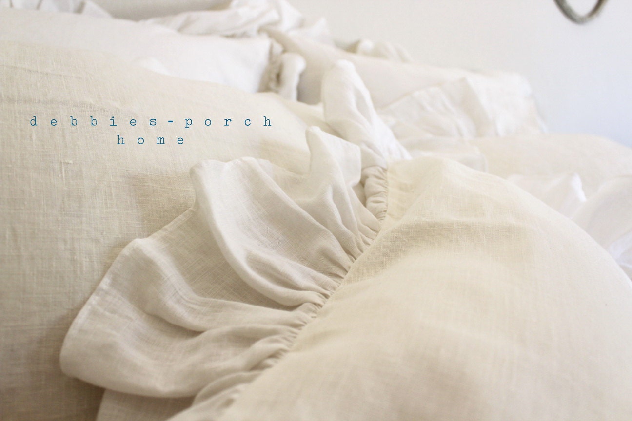 IVY...EURO SHAM with sheer linen hemmed ruffle