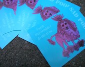 sad poodle postcard set - I wish they wouldn't do this to me - blue brown