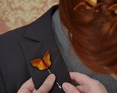 Fall Autumn Wedding Boutonniere Silk Origami Groom's Boutonniere GROUP DISCOUNT AVAILABLE Warm Copper Tangerine Silks Buttonhole 100 Colors