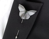 Custom Boutonniere Silk Origami Groom's Boutonniere GROUP DISCOUNT AVAILABLE Pewter Iridescent Sterling Silver Corsage Buttonhole 100 Colors