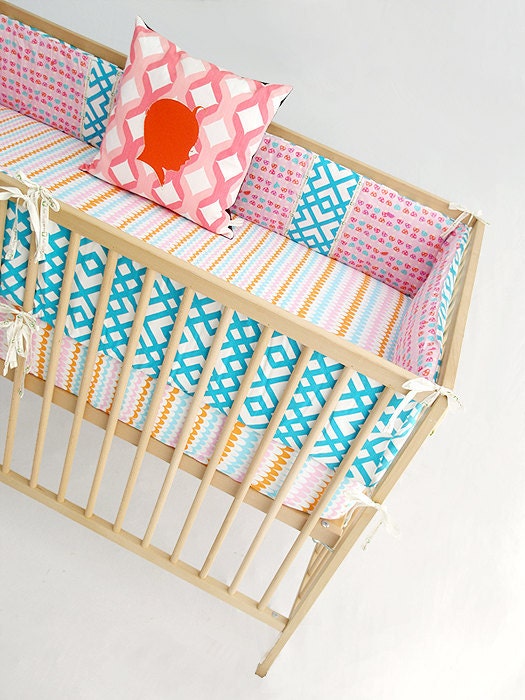 Crib Bumper Set , Bumper Guards , Bumper Pads , Crib Bedding Moosey Mushrooms