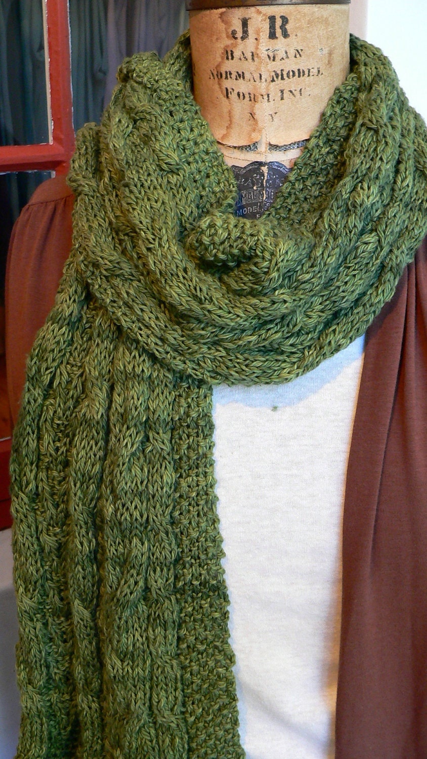 Organic cotton and bamboo Wide Cable Scarf - unisex