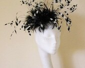 Black/White Kentucky Derby Feather Fascinator Hat