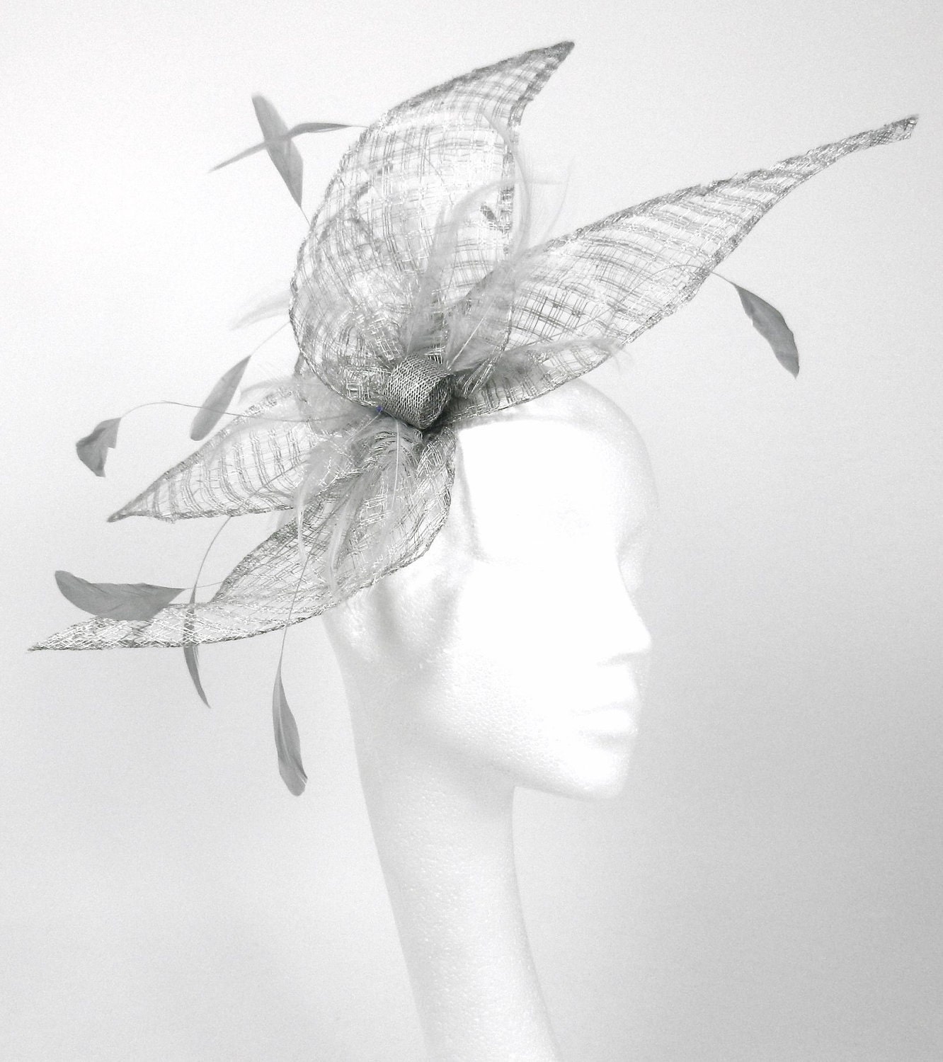 Metalic Silver  Fascinator Kentucky Derby or Wedding Hat