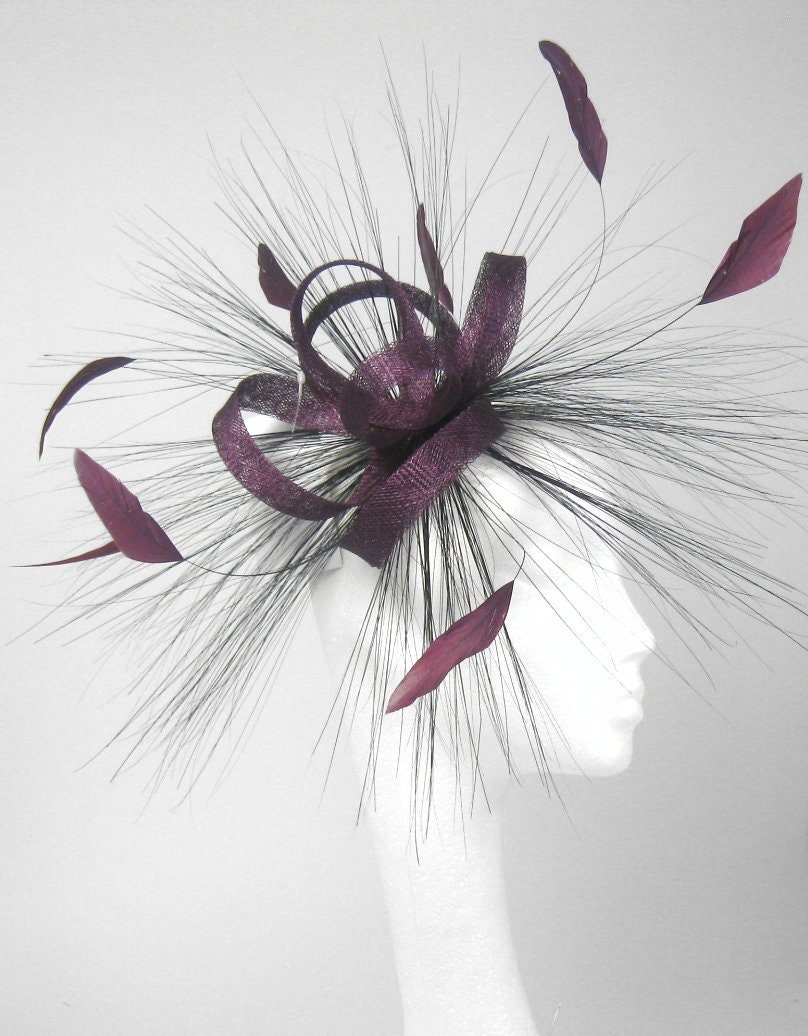 Plum 110 Fascinator Hat for Weddings, Races, and Special Events With Headband