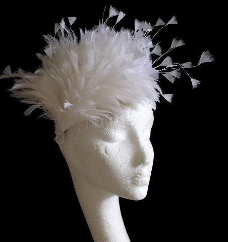cream hat feathers