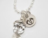 My Angel Birthstone Bead Cap Necklace with Footprints Charm
