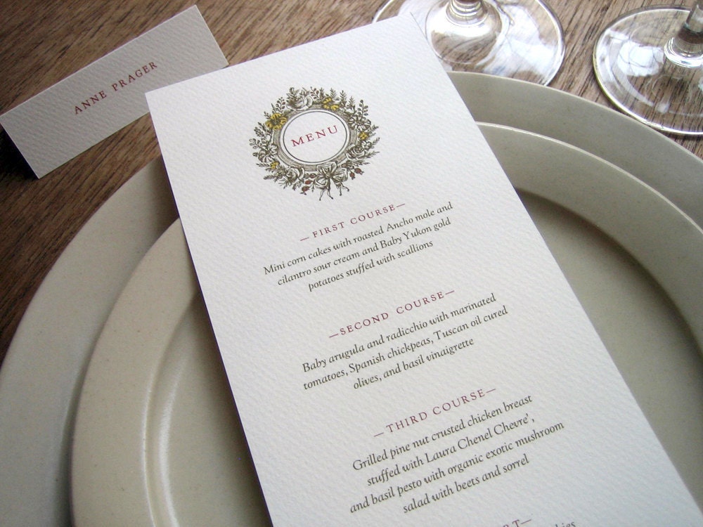 Printable Wedding Menu - Monogram