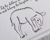Lamby Custom Letterpress Baptismal Invitations - A7 size - set of 50