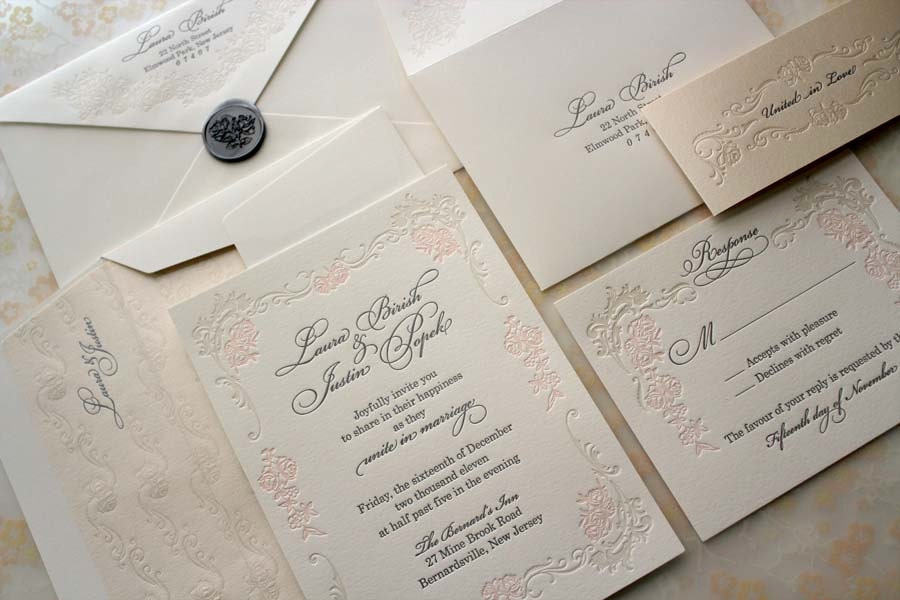 Versailles -  Letterpress Wedding Suite- set of 100