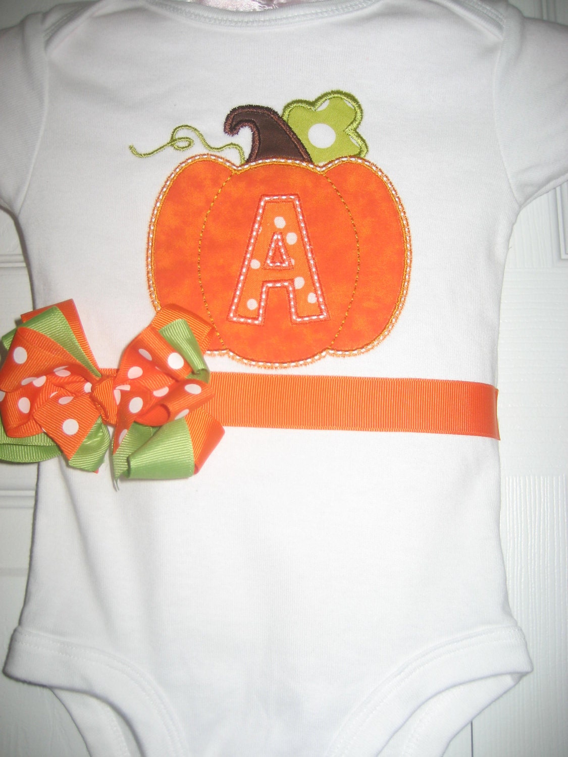 Boutique Thanksgiving fall Monogrammed one piece with bow