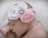Hair bow....The Ella Grace, vintage inspired baby headband..newborn headband..photography prop or first birthday