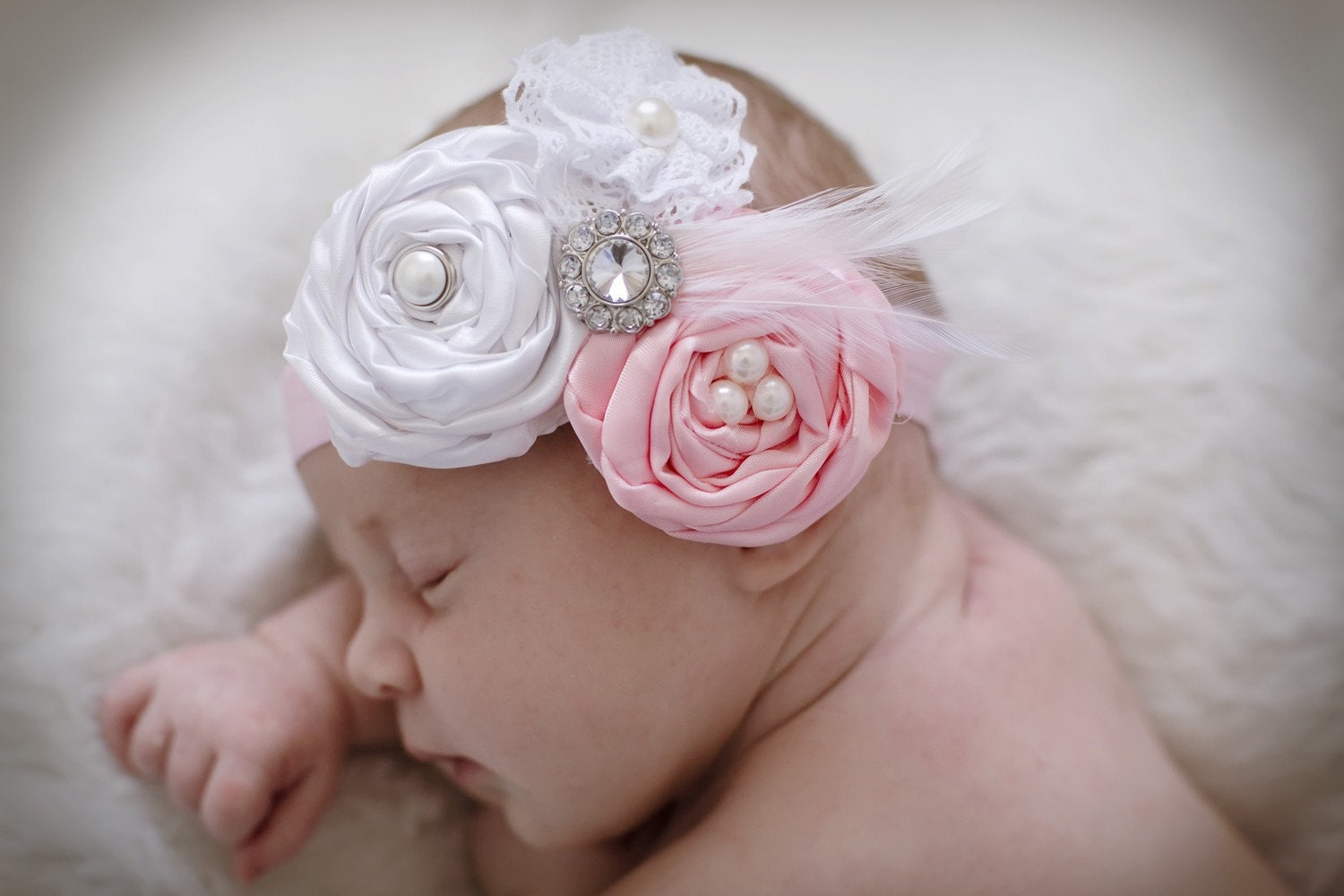 15 New baby headbands with hair 958 Hair bow .The Ella Grace vintage inspired baby by Ellasbows 