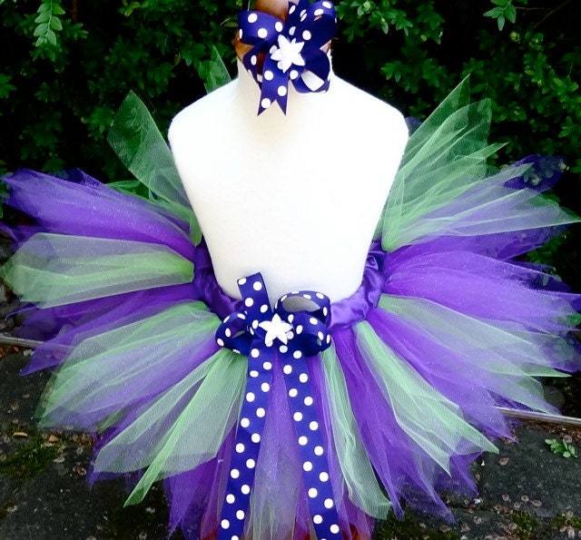 READY to Ship...Tinkerbell Pixie Tutu and Hair Bow...Purple & Lime.....2T/3T...Only 2 Available