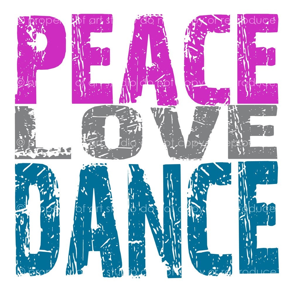 Peace, Love, Dance - 8x8 Multi Colored Canvas Textured Art Print - Made by artstudio54 on ETSY