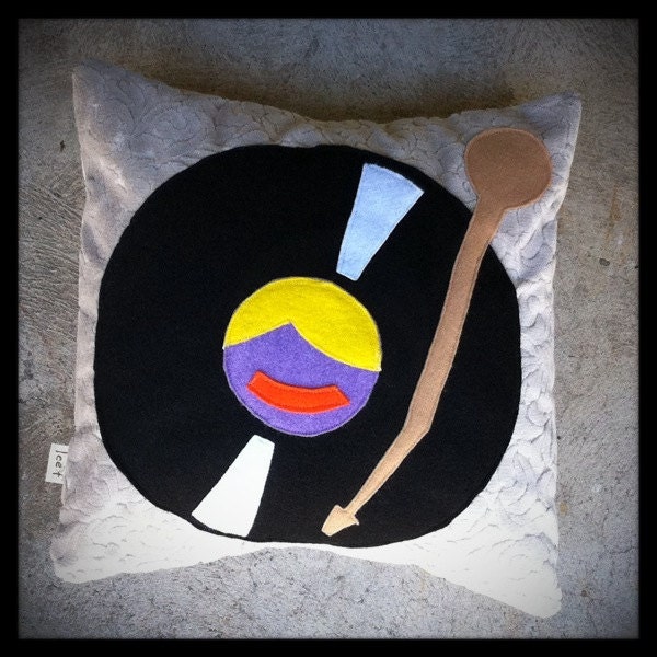 original turntable pillow - purple orange and yellow - case only