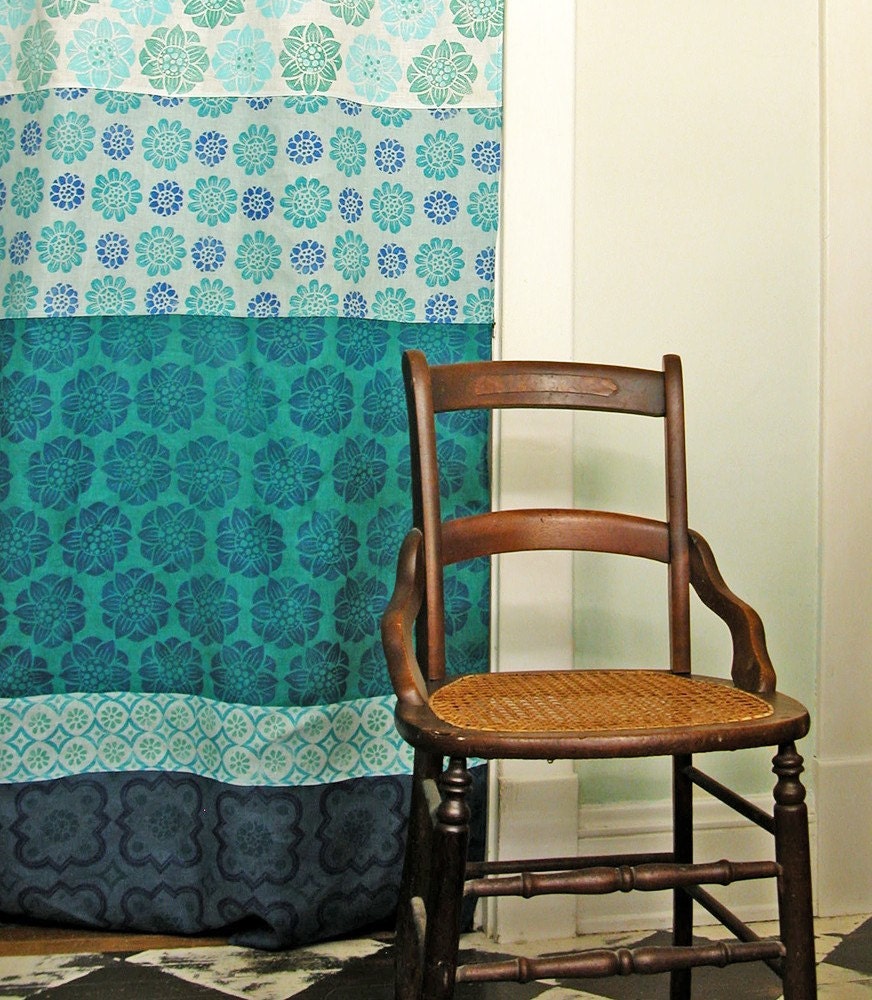 Water Lilies hand printed linen panel