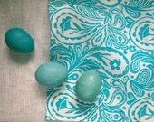 everyday turquoise paisley on white linen napkins set of 4 - giardino