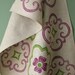 Cloisters Eggplant and Olive Green on Gray Linen Tea Towel