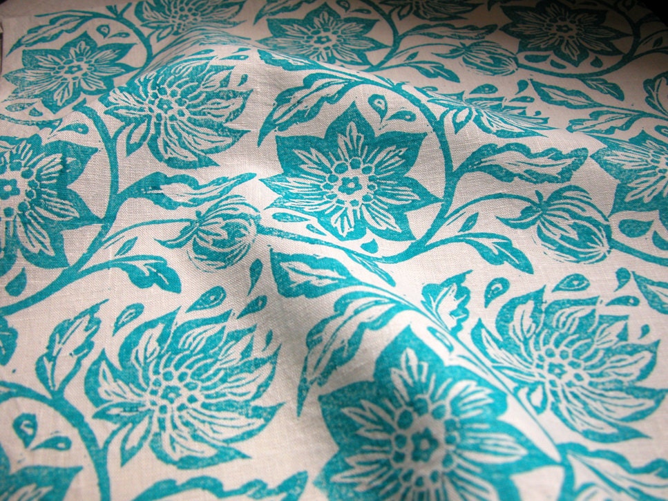 everyday turquoise on white passionflower linen napkins set of 4