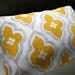 gray and yellow ochre ogee on white linen lumbar pillow case