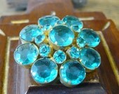 vintage czech blue green brooch