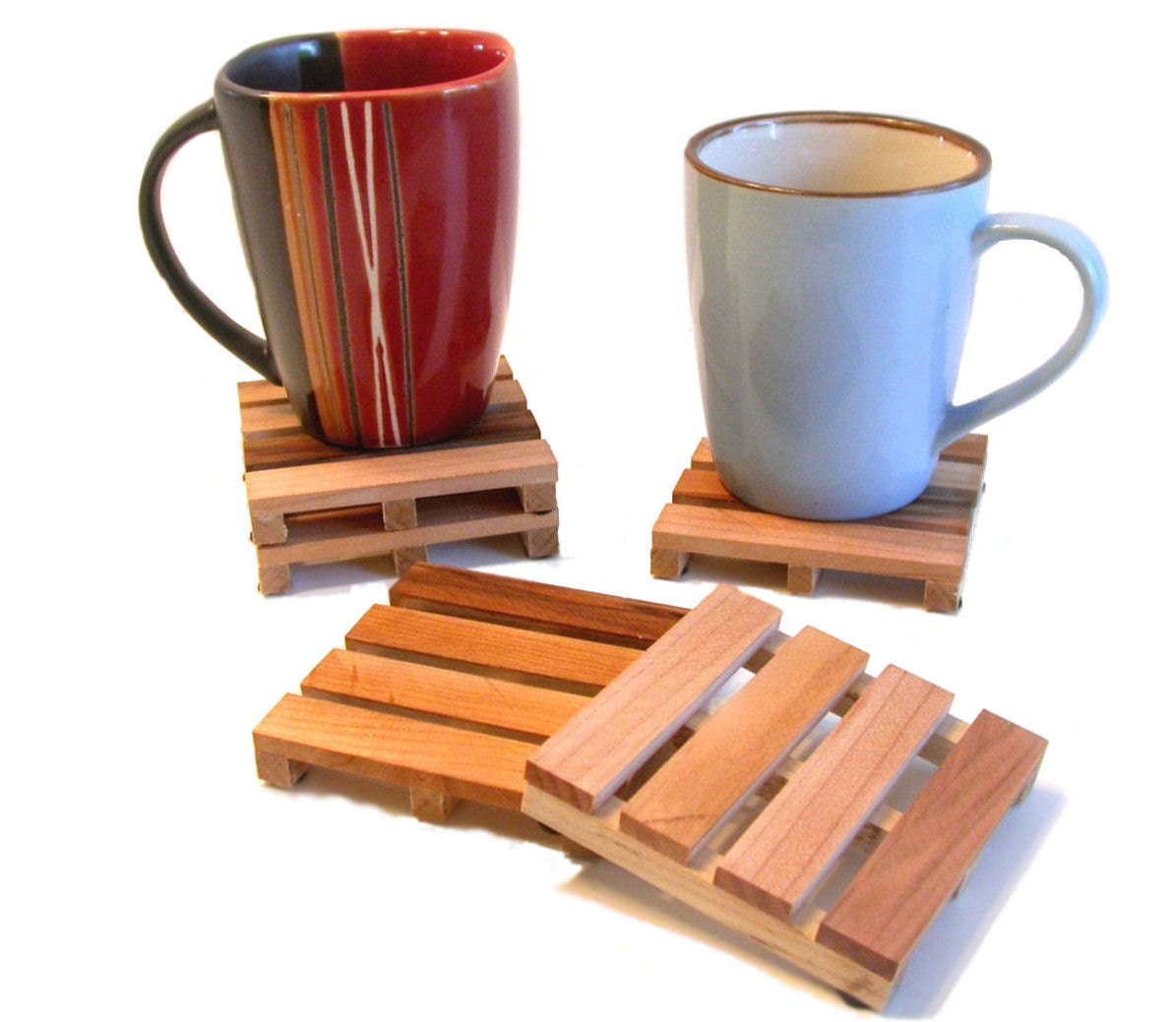 4 Coaster Set - Beverage Pallet Drink Coasters Made from Reclaimed Wood - LIMITED TIME Special Offer