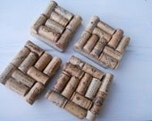 Set of 4 Upcycled Wine Cork Coasters-Recycled-Made to order