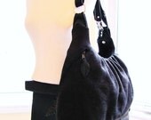 Extra large canvas with leather bag,  Women's convertible backpack, Diaper bag - Black/brown solid