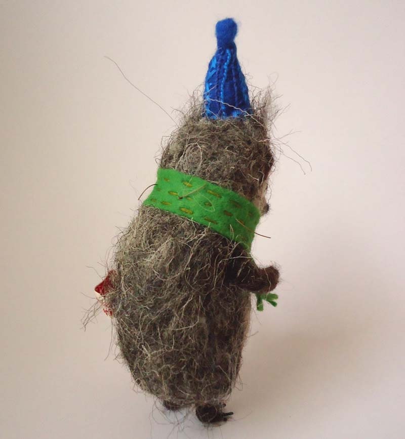 Hand Made British Wool, Needle felted Halloween trick or treat Hedgehog with Pumpkin