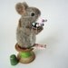 Needle Felted Mouse Pin Cushion with Vintage Thimble Handmade By Miss Bumbles