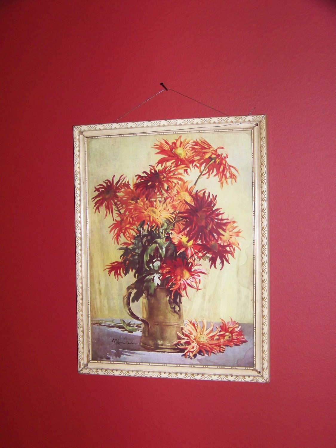 Vintage Chrysanthemum Framed Picture