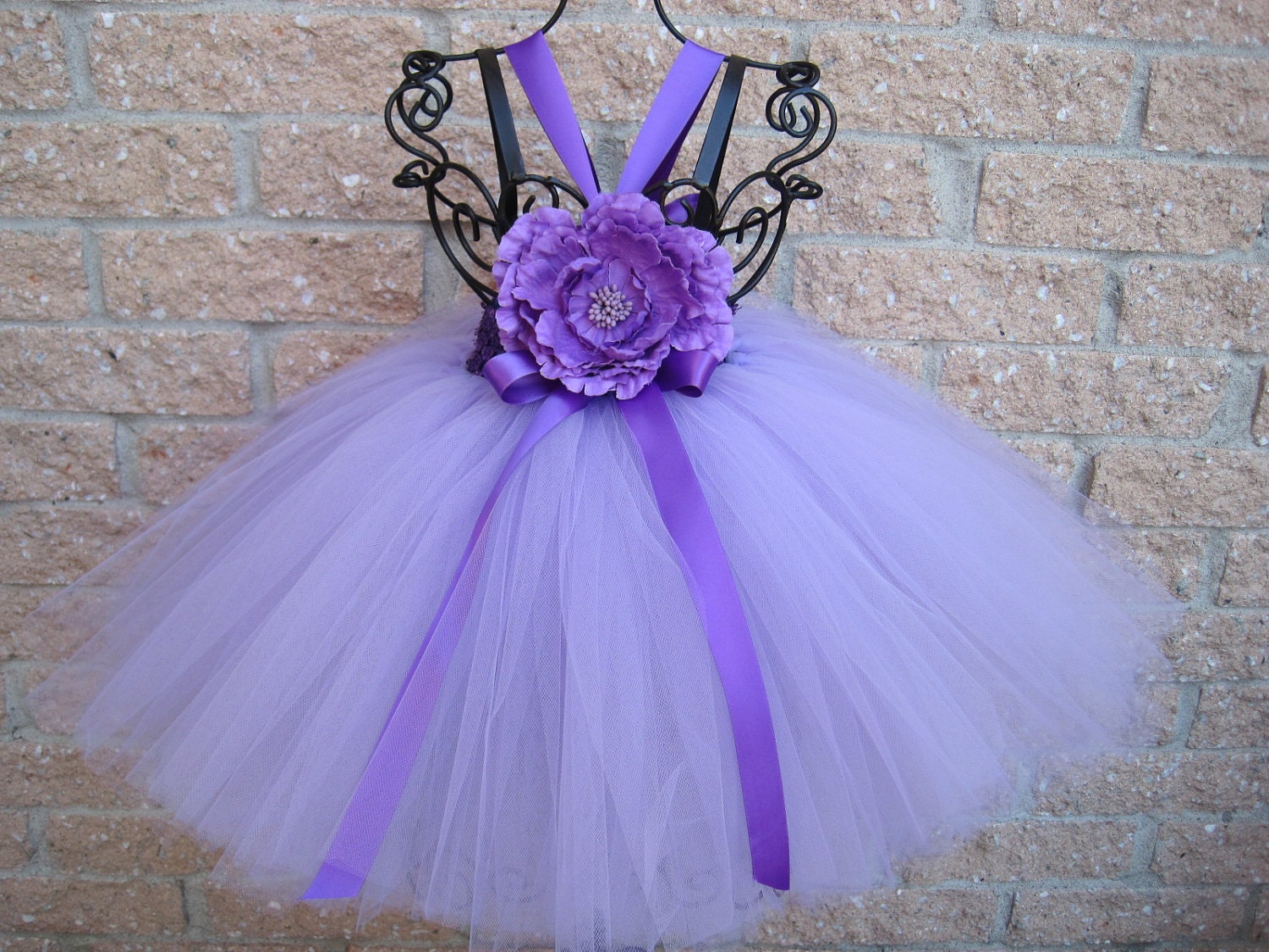 Tutu Dress, SPRING BABY LILACS, Elastic, Crochet-Style Bodice, 12 Inch Tulle Skirt, For 3-24 Months, Baby Girls