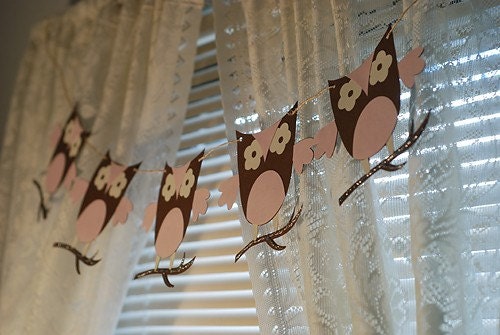 Woodland Forest Friends Sparkly Owl Banner for Baby Nursery, Shower, or Birthday Party CHOOSE YOUR COLORS