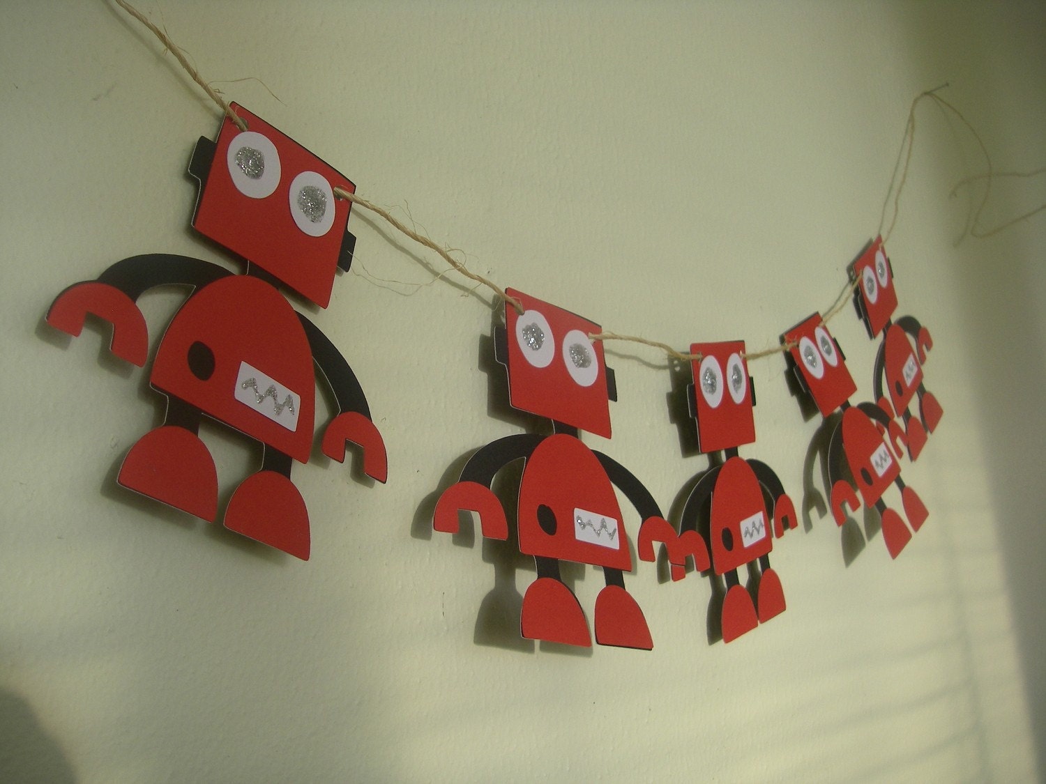 Sparkly Red Robot Banner for Birthday Party or Baby Shower CHOOSE YOUR COLORS