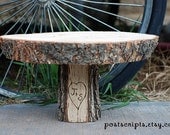 12" Rustic Wood Tree Slice Cake Pedestal for your Wedding or Party