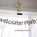 Custom for Rosie - Welcome Baby - Up Up and Away Vintage Chic Hot Air Balloon Banner - baby shower, birthday party, nursery decor